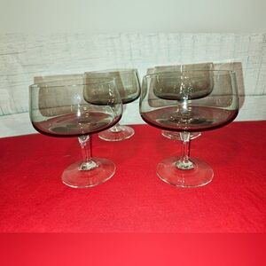 Vintage Smoke Tinted coupe, champagne saucers cocktail glasses